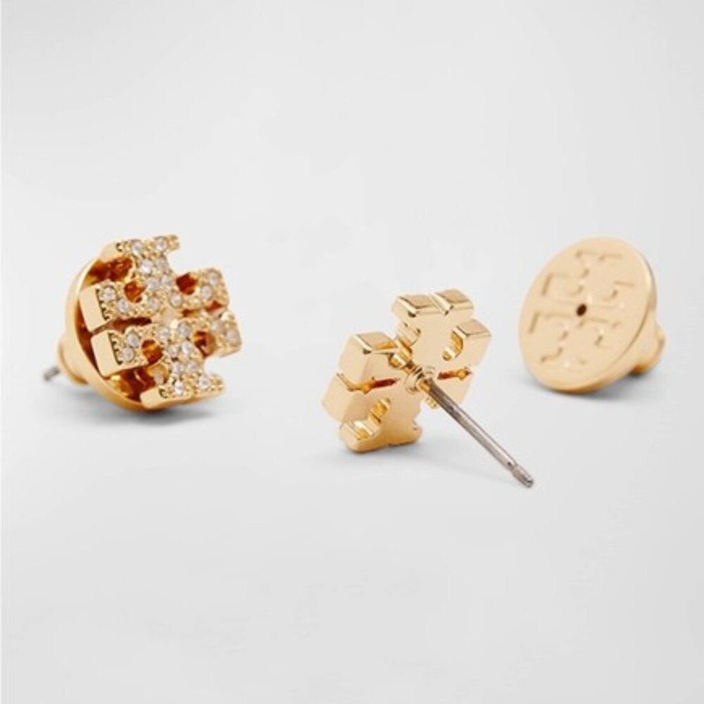 Tory Burch Kira Pave Stud Earrings w Dust Bag NWOT